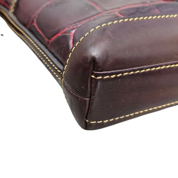 Dooney & Bourke Croc Embossed Tortoise Leather Red Crossbody Hand Bag - Picture 12 of 13